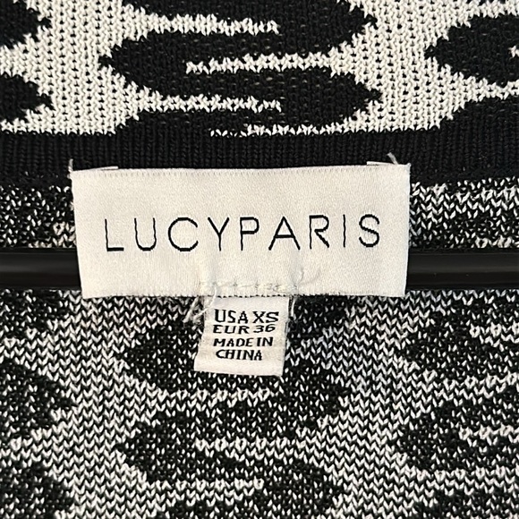 Women’s Lucy Paris Fiji Knit Black & White Button Short Sleeve Lapel Collar Top - Picture 5 of 10